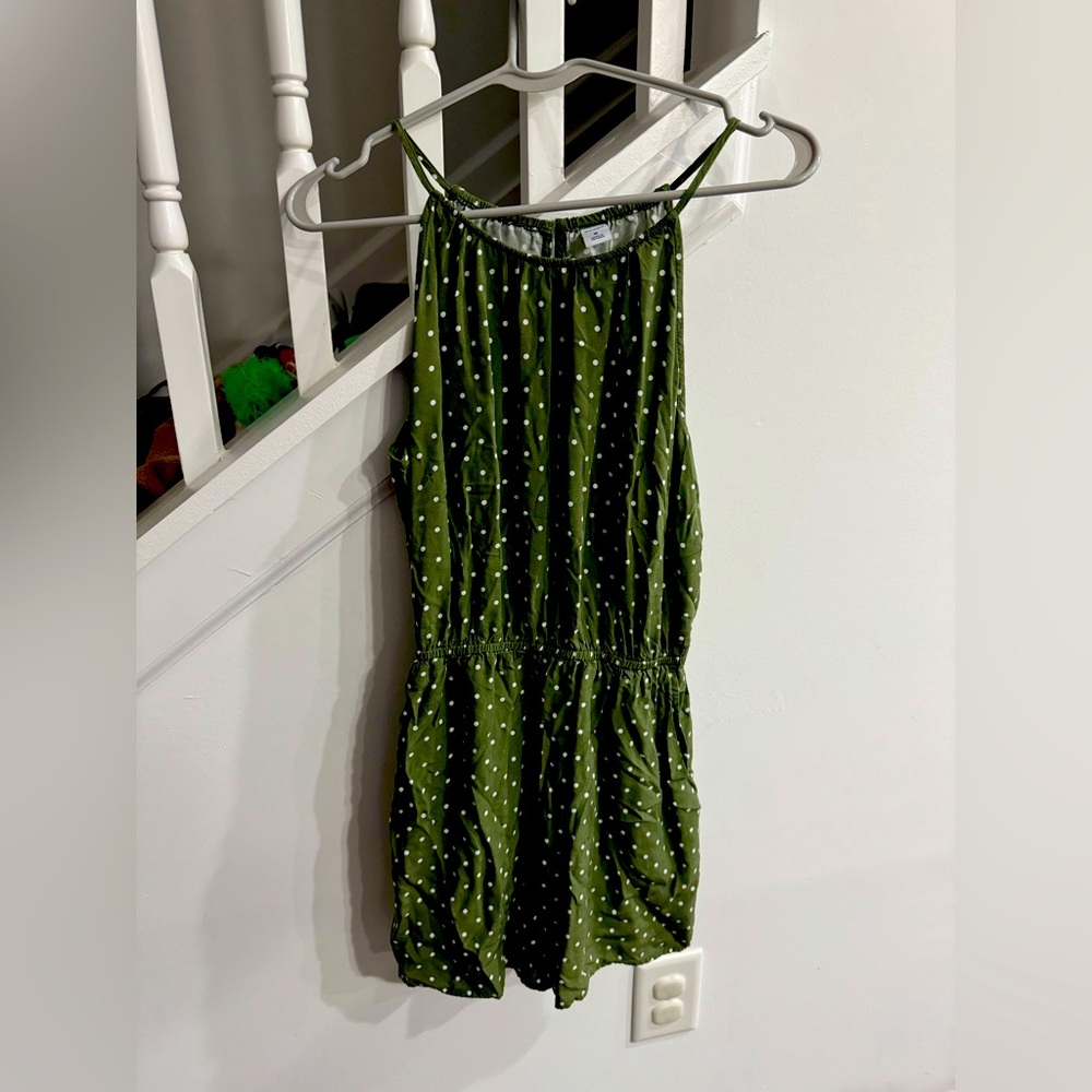 Green Polka Dot Romper